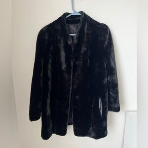 Vintage Beekman Place Black Faux Fur Coat 21" Bust 31" Length